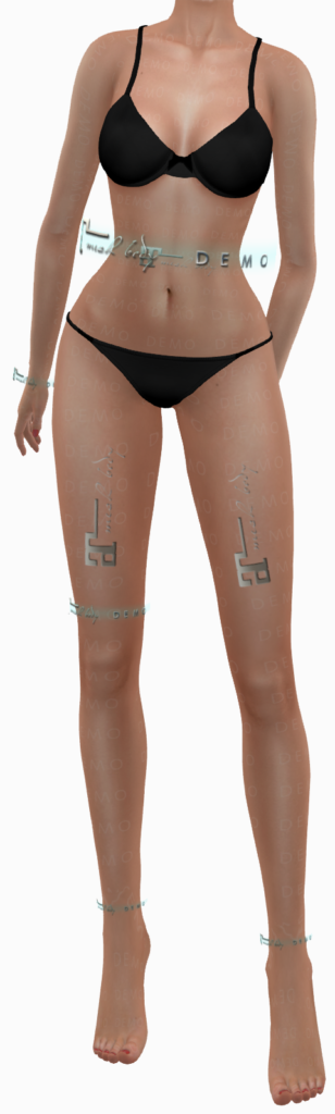 A female Second Life avatar wearing a demo body from Maitreya.