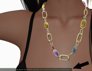 A female Second Life avatar wearing a demo necklas from Lucas Lameth.
