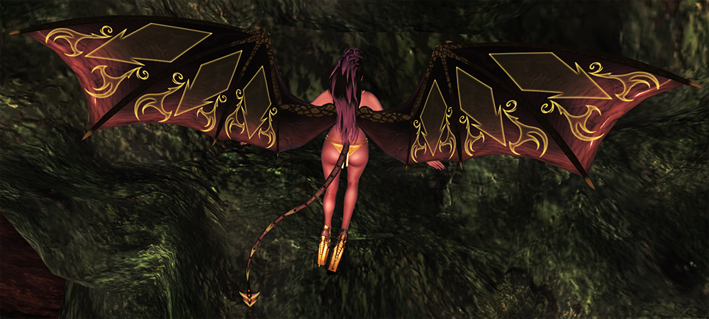 A second life demoness shows off her wings and tail by evolved creations