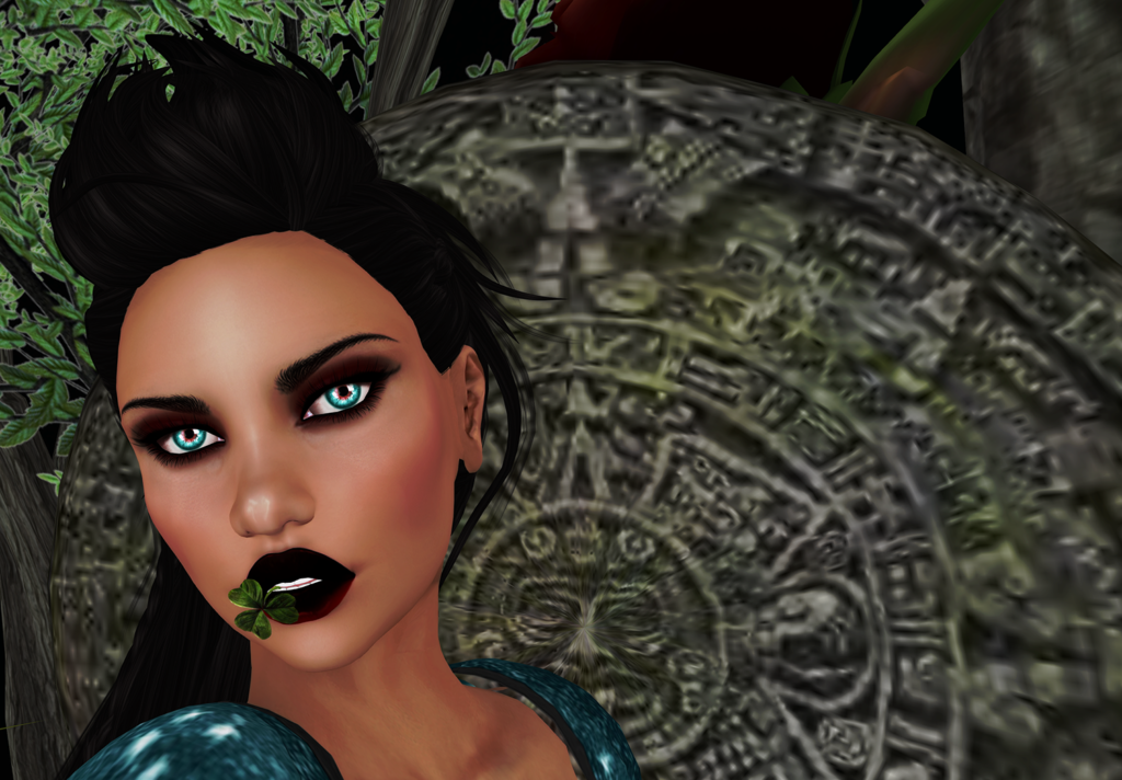 Second Life avatar holding a prism mouth clover