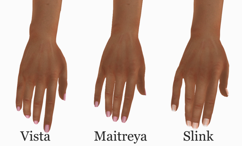 Maitreya bento hand vista bento hand slink bento hand comparison