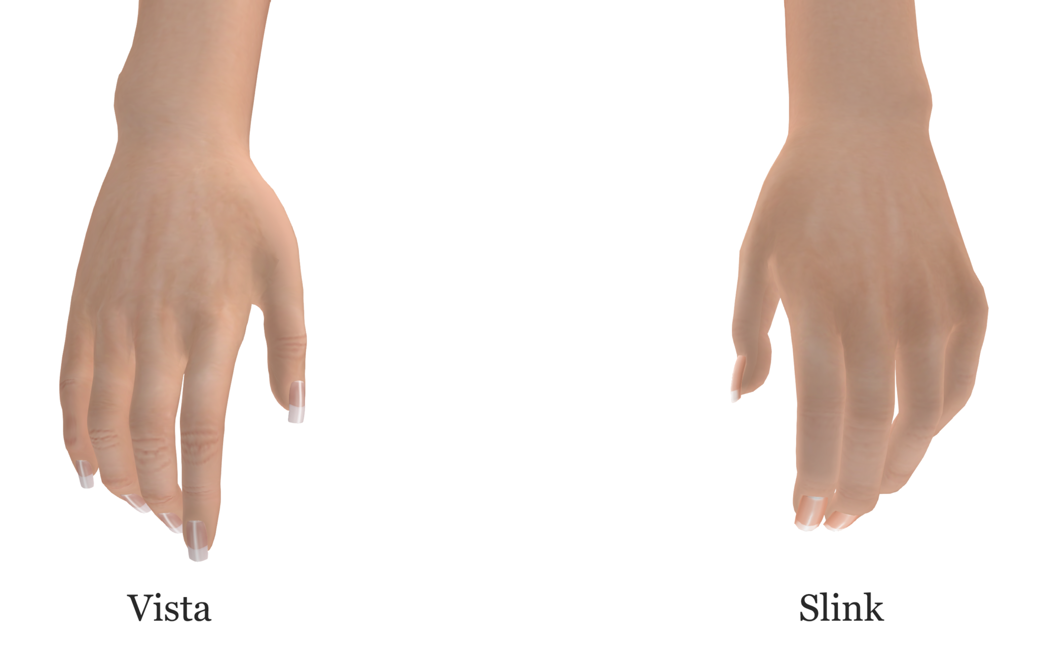 Slink dynamic hands and vista prohands, aka slink bento hands and vista bento hands