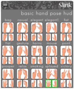Slink Dynamic Hands pose HUD for slink bento hands