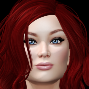 A female Second Life avatar shows off her lip gloss by Alaska Metro.